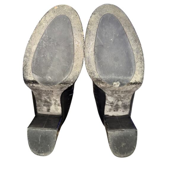 Eileen Fisher Bird Leather Platform Bootie Women's Size 9 Black Elastic Panels - Picture 7 of 8